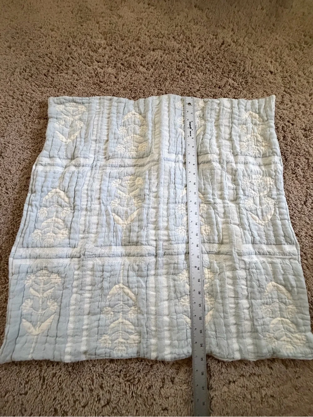 New Anthropologie cotton Parker floral woven quilted euro sham blue cover
